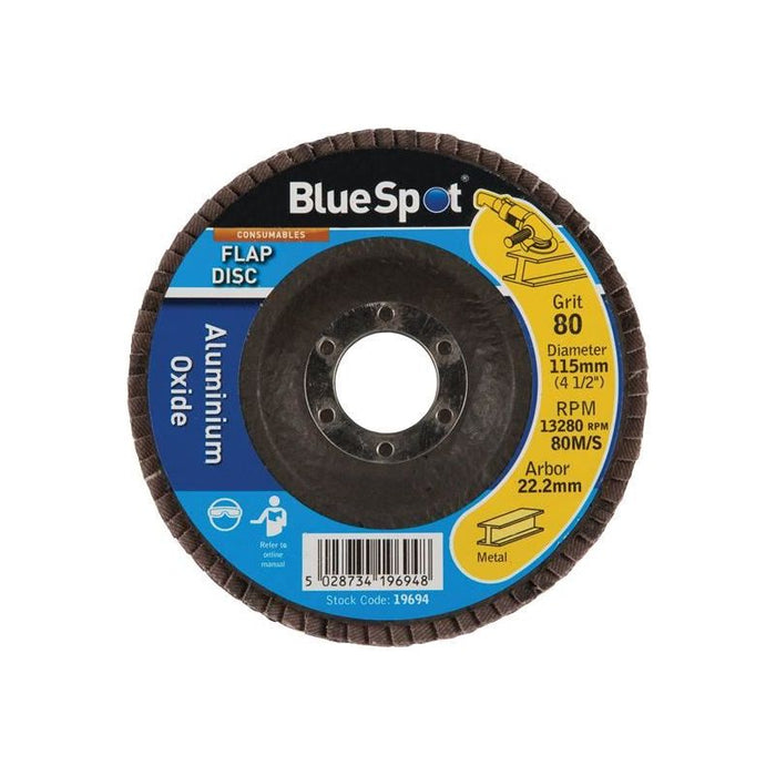 Bluespot Tools Sanding Flap Disc 115mm 80 Grit BlueSpot Tools - Dynamic Drive