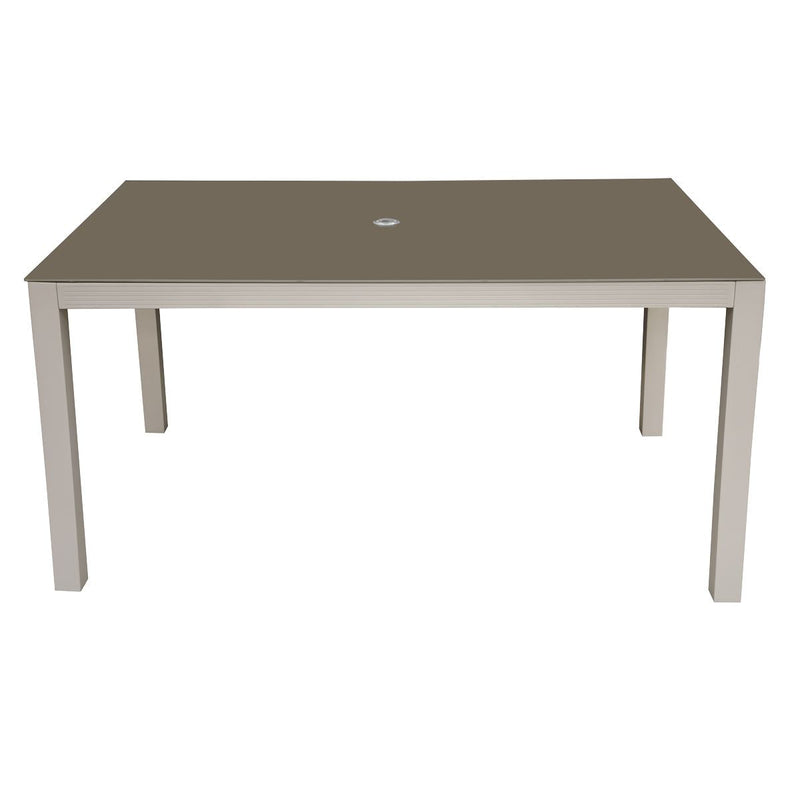 Dellonda Aluminium Garden Dining Table with Tempered Glass & Parasol Hole Dellonda - Dynamic Drive
