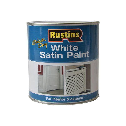 Rustins Quick Dry White Satin Paint 1 Litre Rustins - Dynamic Drive
