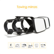 2x Caravan Towing Mirrors Car Van Wing Mirrors Extension Mirror Pair Flat Glass Ring Automotove  - Dynamic Drive