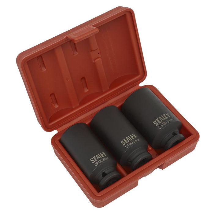 Sealey Impact Hub Nut Socket Set 3pc 12-Point 1/2"Sq Drive SX051 Sealey - Dynamic Drive