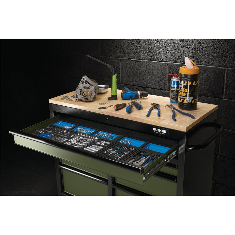 Draper BUNKER Workbench Roller Tool Cabinet, 7 Drawer, 41", Green 08221 Draper - Dynamic Drive