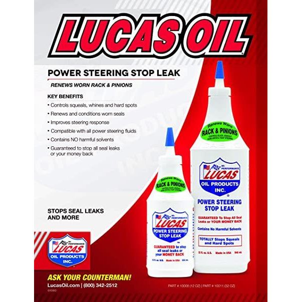 2 X Lucas Oil Power Steering Stop Leak Fix Rack/Box Fluid Seal 946Ml Lucas Oil - Dynamic Drive