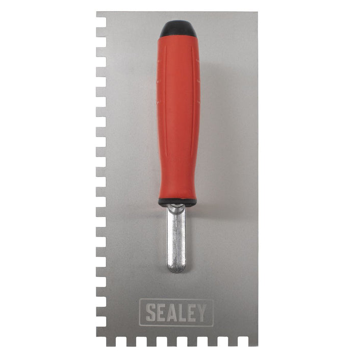 Sealey Stainless Steel 8mm Notched Trowel with Rubber Handle 270mm T7808 Sealey - Dynamic Drive