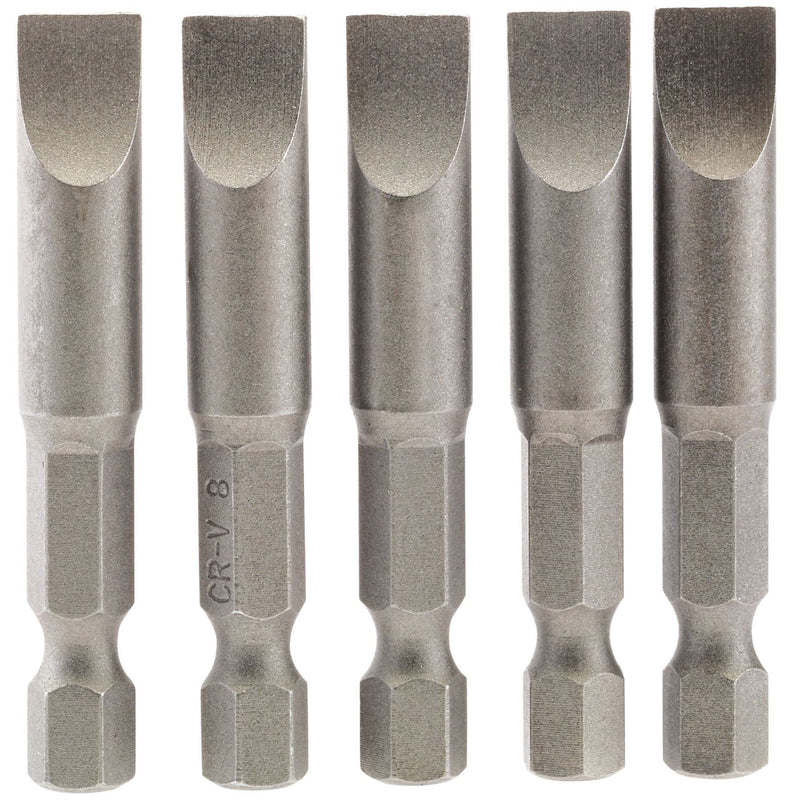 Draper Plain Slot Insert Bit, 8mm, 1/4" Hex, 50mm Long (Pack of 5) 64280 Draper - Dynamic Drive