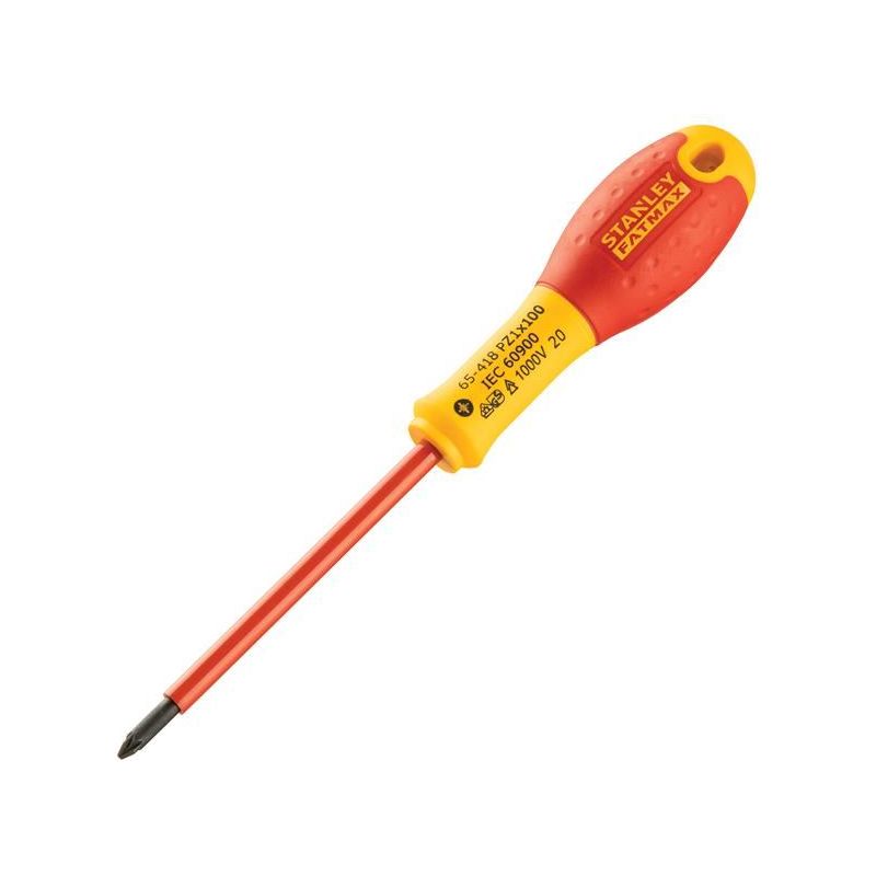 Stanley® Hand Tools FatMax® VDE Insulated Screwdriver Pozidriv Tip PZ1 x 100mm STANLEY® Hand Tools - Dynamic Drive
