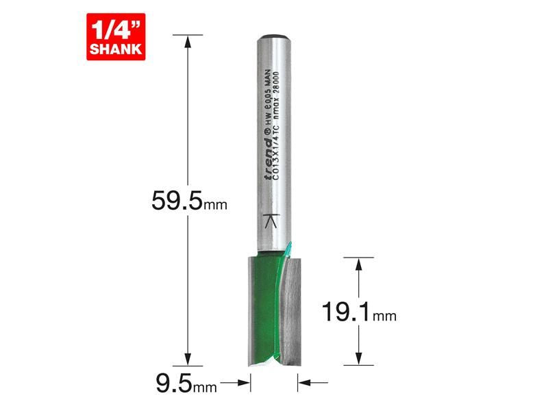 Trend C013 x 1/4 TCT Two Flute Cutter 9.5 x 19.1mm Trend - Dynamic Drive
