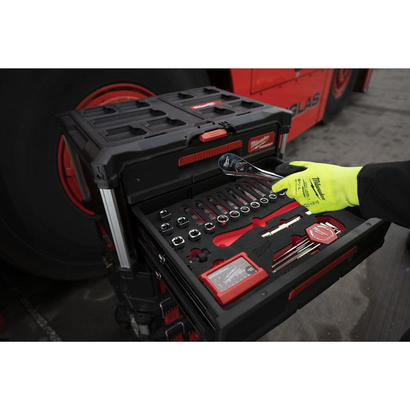 Milwaukee 1/4" drive ratchet, socket, screwdriver and wrench set PACKOUT foam insert - 35pc Milwaukee - Dynamic Drive