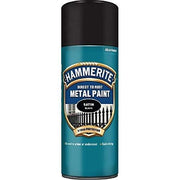 400ml Hammerite SATIN BLACK Direct to Rust Metal Spray Paint Aerosol 400ml Hammerite - Dynamic Drive