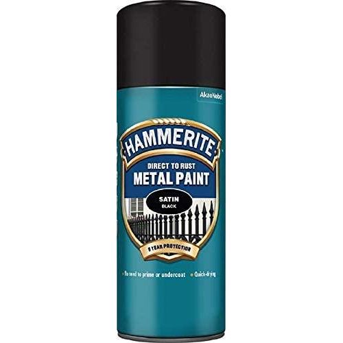 400ml Hammerite SATIN BLACK Direct to Rust Metal Spray Paint Aerosol 400ml Hammerite - Dynamic Drive