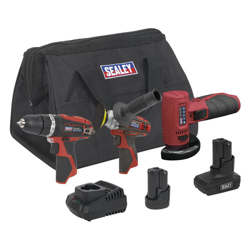 Sealey 3 x SV12 Series Cordless Power Tool Combo Kit 12V - 2 Batteries Sealey - Dynamic Drive
