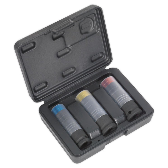 Sealey Alloy Wheel Ultra-Power Impact Socket Set 3pc 1/2"Sq Drive SX039 Sealey - Dynamic Drive