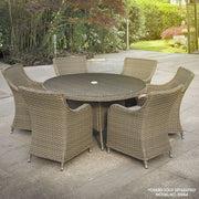 Dellonda Chester Rattan Wicker Round Outdoor Dining Table Tempered Glass Top Dellonda - Dynamic Drive
