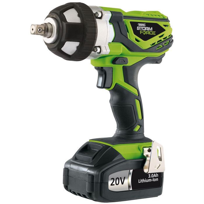 Draper Storm Force 20V Cordless Impact Wrench, 1/2" Sq. Dr., 400Nm, 1 x 3.0Ah Ba Draper - Dynamic Drive