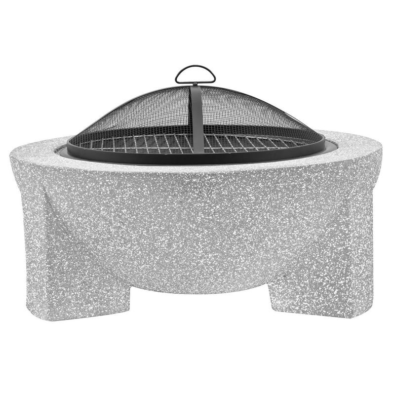 Dellonda Round MgO Fire Pit with BBQ Grill Ø75cm Safety Mesh Screen - Light Grey Dellonda - Dynamic Drive