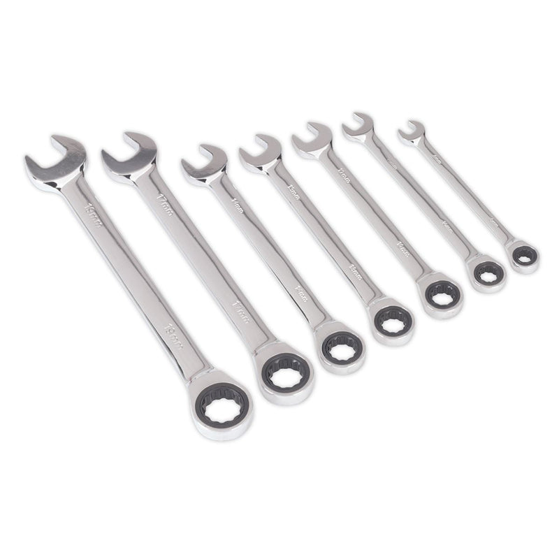 Sealey Combination Ratchet Spanner Set 7pc Metric AK63907 Sealey - Dynamic Drive