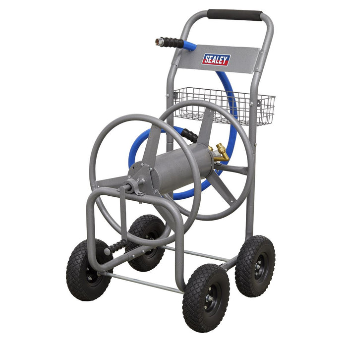 Heavy-Duty Hose Reel Cart with 5m Heavy-Duty Ø19mm Hot & Cold Rubber Water Hose Sealey - Dynamic Drive