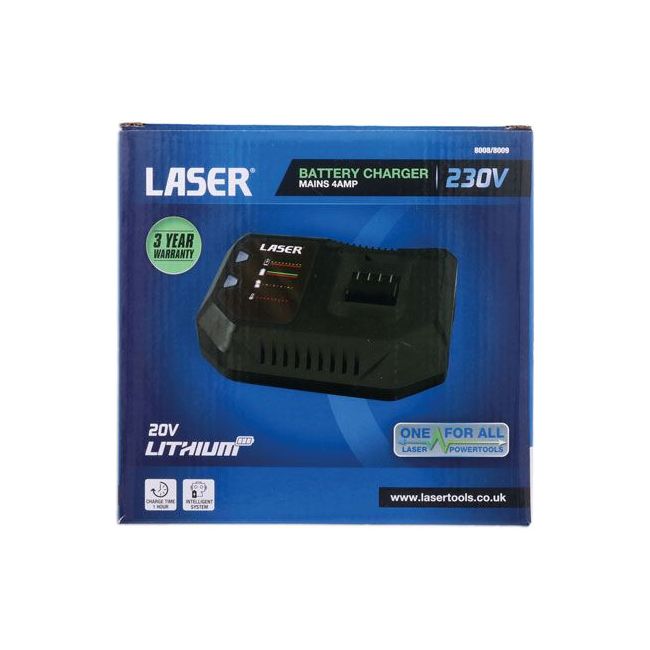 Laser Battery Charger 230V Mains 4 amp with Euro 2 Pin Plug 8009 Laser - Dynamic Drive