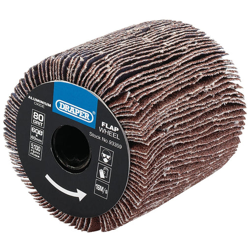 Draper Aluminium Oxide Flap Wheel, 60 x 60mm, 80 Grit 93359 Draper - Dynamic Drive
