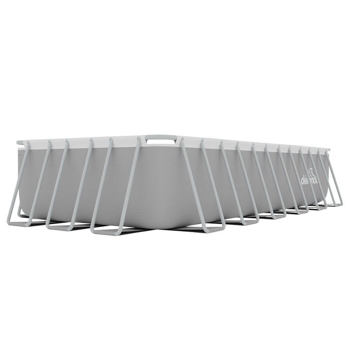 Dellonda Steel Frame Rectangular Swimming Pool - Step Ladder & Filter Pump 25ft Dellonda - Dynamic Drive