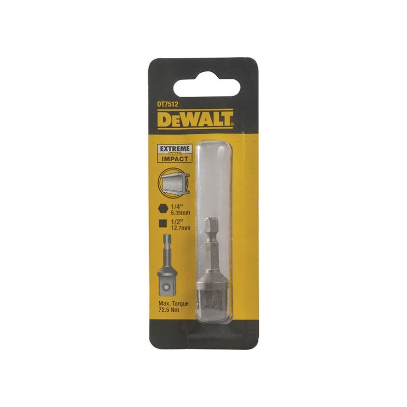 Dewalt Power Tools DT7512 1/4in Hex to 1/2in Drive Impact Adaptor DeWALT Power Tools - Dynamic Drive