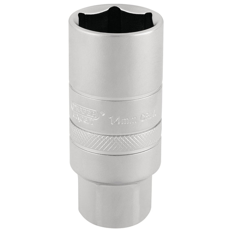 Draper 14mm Thread 6 Point Satin Chrome Spark Plug Socket, 3/8" Sq. Dr., 21mm Draper - Dynamic Drive