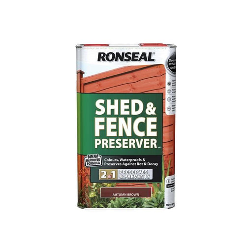 Ronseal Shed & Fence Preserver Autumn Brown 5 litre Ronseal - Dynamic Drive