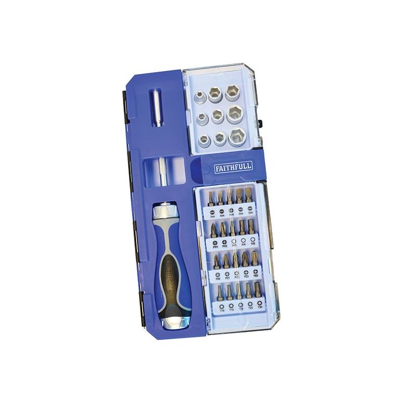 Faithfull Ratchet Screwdriver & Socket Set, 33 Piece Faithfull - Dynamic Drive