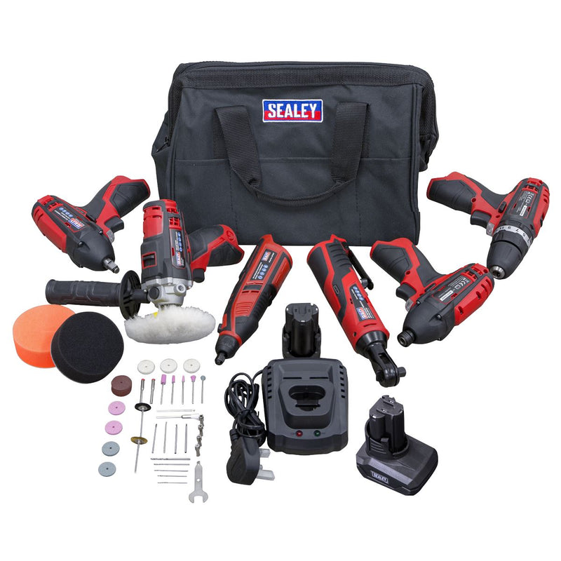 Sealey 6 x 12V SV12 Series Cordless Power Tool Combo Kit CP1200COMBO2 Sealey - Dynamic Drive