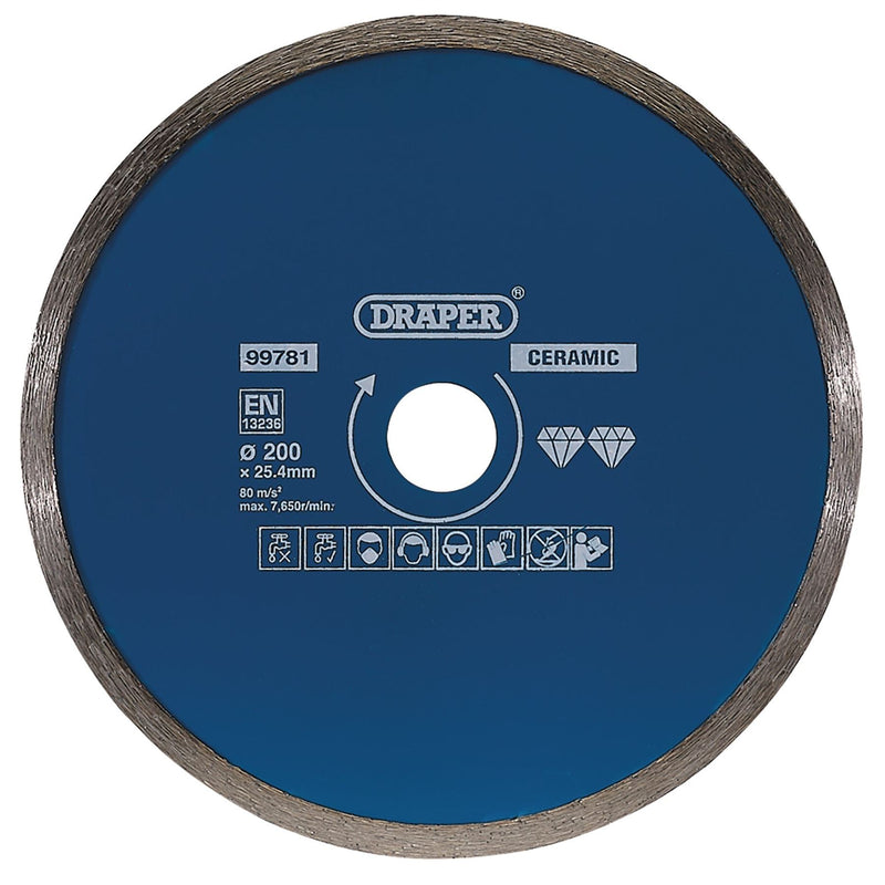 Draper Continuous Diamond Blade, 200mm 99781 Draper - Dynamic Drive