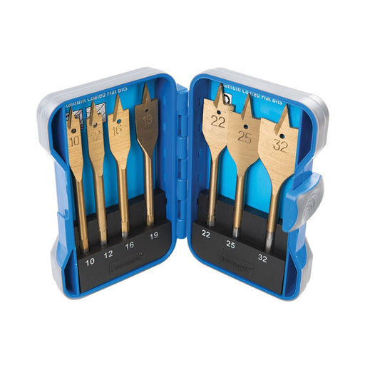 Silverline Titanium-Coated Flat Bit Set 7pce 10 - 32mm Silverline - Dynamic Drive