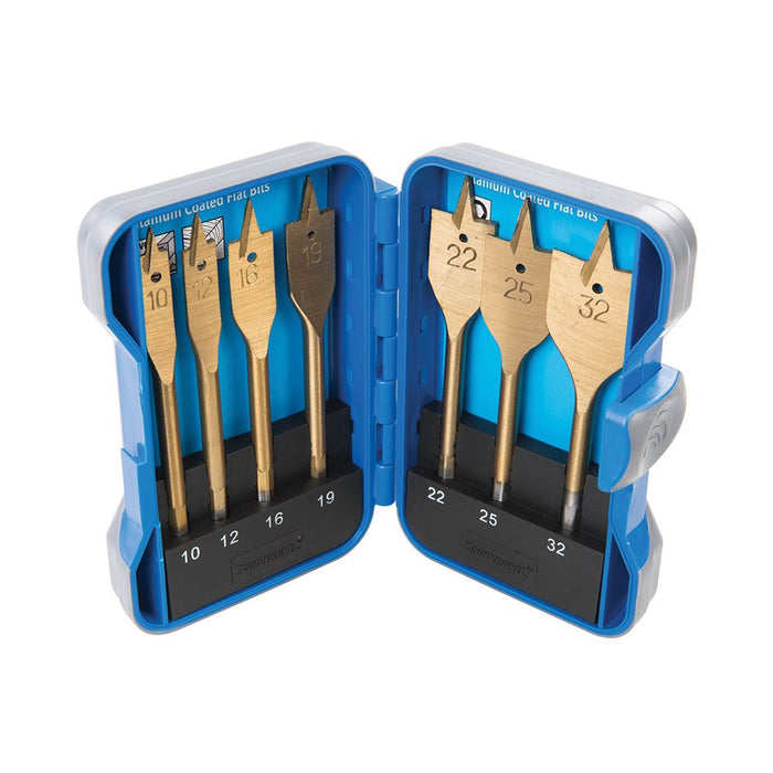 Silverline Titanium-Coated Flat Bit Set 7pce 10 - 32mm Silverline - Dynamic Drive