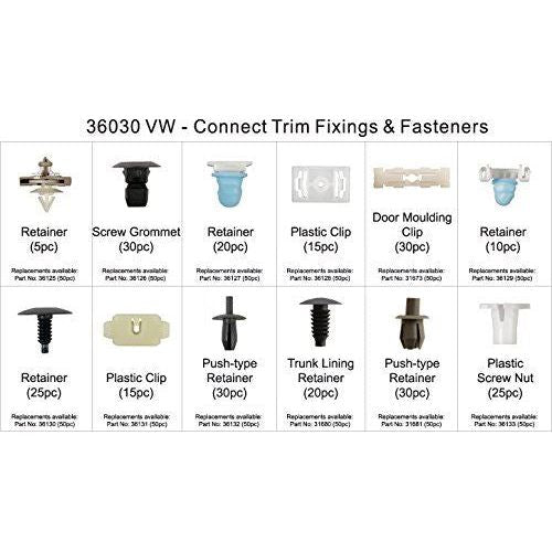 Connect for VW Assorted Trim Clips 255pc 36030 Tool Connection - Dynamic Drive
