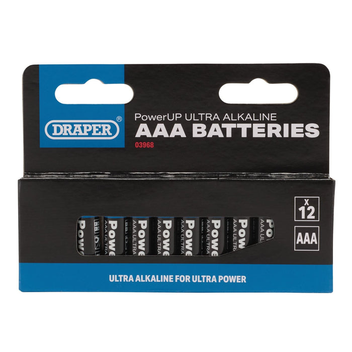 Draper PowerUP Ultra Alkaline AAA Batteries (Pack of 12) 03968 Draper - Dynamic Drive