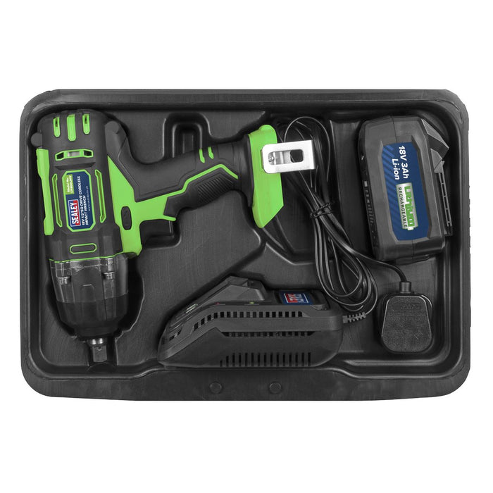 Sealey Cordless Impact Wrench 1/2" Drive 18V 3Ah Battery Charger 400Nm Torque Sealey  - Dynamic Drive