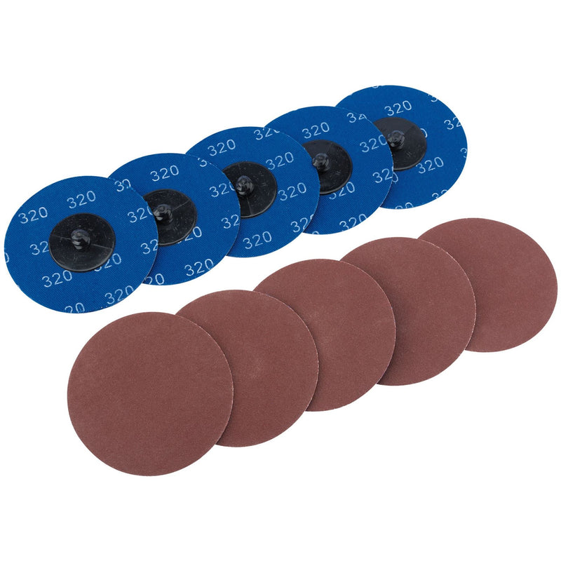 Draper Aluminium Oxide Sanding Discs, 75mm, 320 Grit (Pack of 10) 75620 Draper - Dynamic Drive