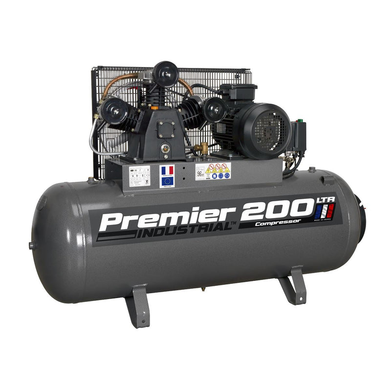 Sealey Air Compressor 200L Belt Drive 5.5hp 3ph SAC32055B Sealey - Dynamic Drive
