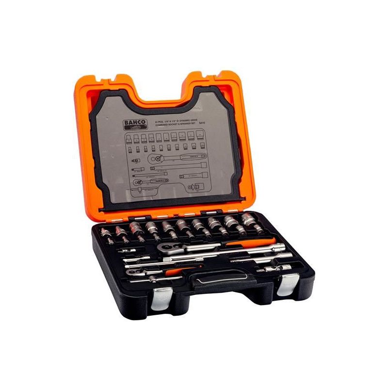 Bahco S410 1/4in & 1/2in Drive Socket & Spanner Set, 41 Piece Bahco - Dynamic Drive