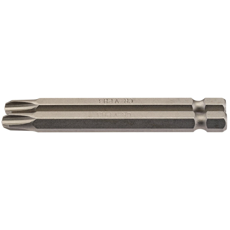 Draper Cross Slot Insert Bit, 1/4" Hex, 75mm Long, No.3 (Pack of 2) 64316 Draper - Dynamic Drive