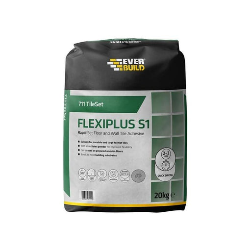 Everbuild Sika 711 TileSet Flexiplus Tile Adhesive White 20kg Everbuild Sika - Dynamic Drive