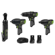 Sealey 4 x SV10.8 Series Cordless Combo Kit 10.8V - 2 Batteries & Euro Plug Sealey - Dynamic Drive