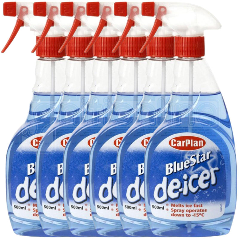 6x CarPlan Blue Star De Icer De-Icer Trigger Spray Winter Car 500ml CarPlan - Dynamic Drive