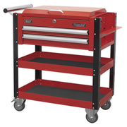 Sealey Heavy-Duty Mobile Tool & Parts Trolley 2 Drawers & Lockable Top Red Sealey - Dynamic Drive