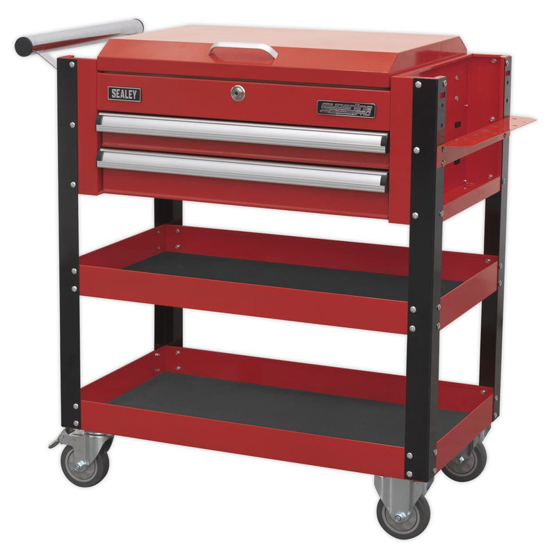 Sealey Heavy-Duty Mobile Tool & Parts Trolley 2 Drawers & Lockable Top Red Sealey - Dynamic Drive