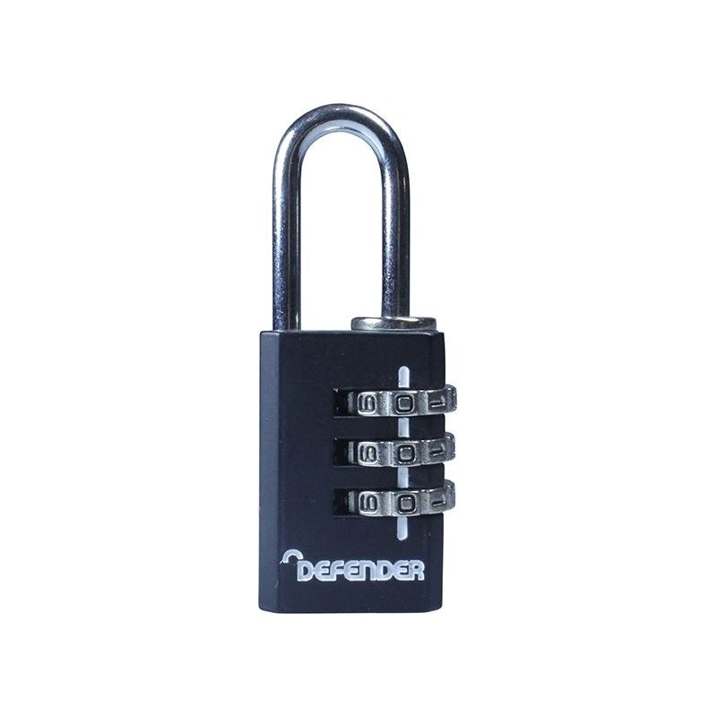 Defender Black Die-Cast Combination Padlock 20mm DEFENDER - Dynamic Drive
