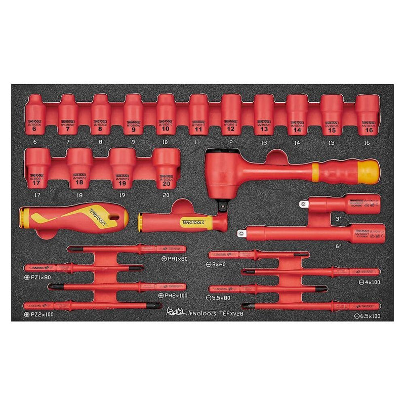 Teng Tools Insulated Socket & Screwdriver Set FOAM3 28 Pieces Teng Tools - Dynamic Drive