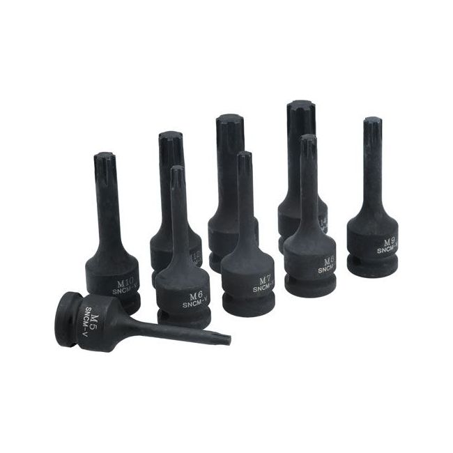 Laser Impact Ribe Socket Bit Set 1/2"D 9pc 7806 Laser - Dynamic Drive