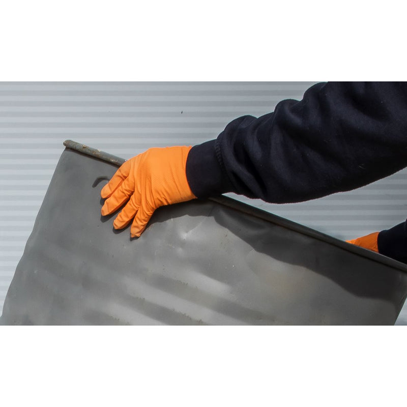 Sealey Orange Diamond Grip Extra-Thick Nitrile Powder- Free Gloves Large Pack of Sealey - Dynamic Drive