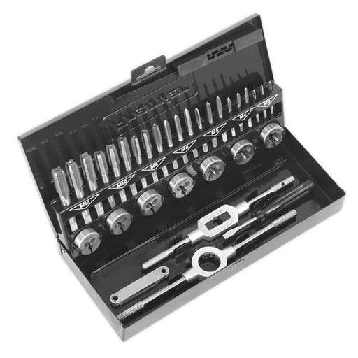 Sealey Tap and Die Set Premier Metric Split Dies HSS 4341 M3-M12 Metal Case Sealey  - Dynamic Drive