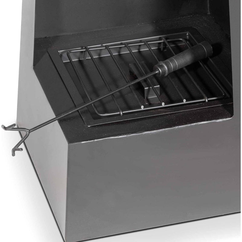 Dellonda Chiminea Wood Burner Heater for Outdoors W45cm x H150cm - Black Steel Dellonda - Dynamic Drive